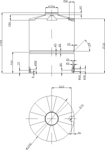 Емкость цилиндрическая  Ц2000Д, 2000л, 1270 х 1780, 50 кг